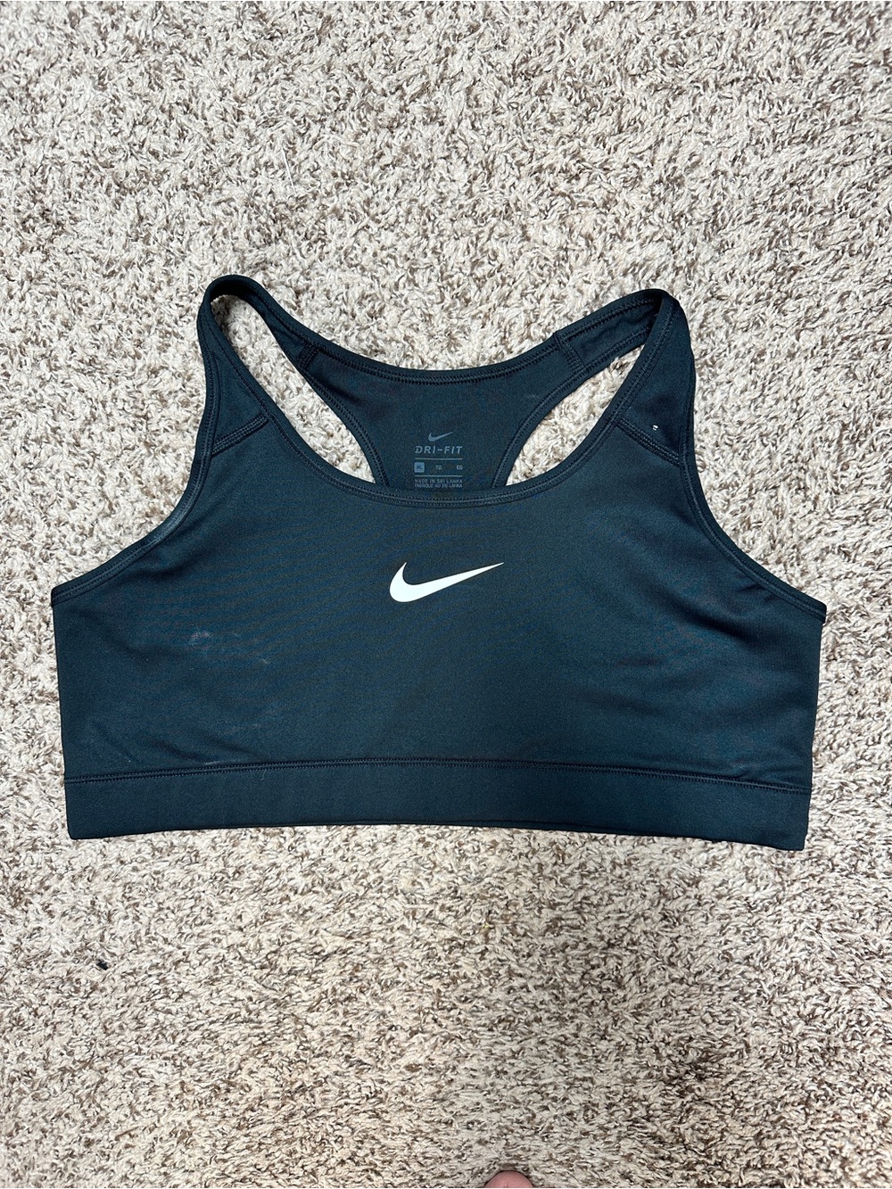 Nike Black Dri-FIT Racerback Sports Bra with White Swoosh